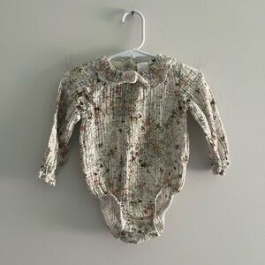 H&M Disney Bambi Woodland Floral Baby Romper Organic Cotton 9M Cottagecore